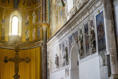 Cefalu, Sicilya, İtalya ve Avrupa 'daki Duomo di Cefalu katedralinin içi
