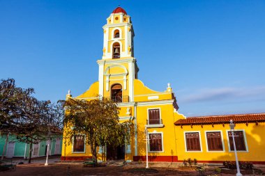 Colorful bell tower of St Francis church, Trinidad, Cuba, Caribbean