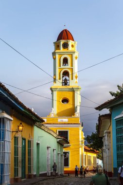 Colorful bell tower of St Francis church, Trinidad, Cuba, Caribbean