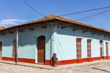 Old blue colonial house in the center of Trinidad, Cuba, Caribbean