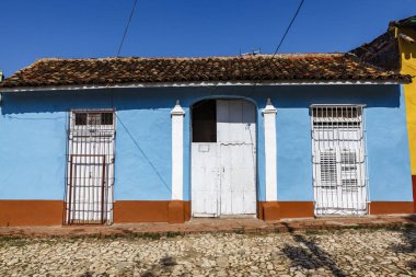 Old colonial blue house in the center of Trinidad, Cuba, Caribbean