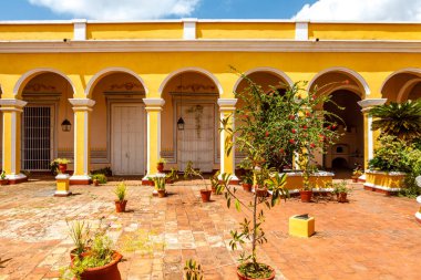 Exterior wih arcade in colonial style in the center of Trinidad, Cuba, Caribbean