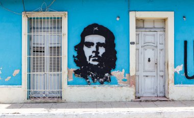 Mural of Ernesto 'Che' Guevara in the center of Trinidad, Cuba, Caribbean, North America