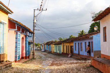 Cobblestone street with old colonial houses in the center of Trinidad, Cuba, Caribbean
