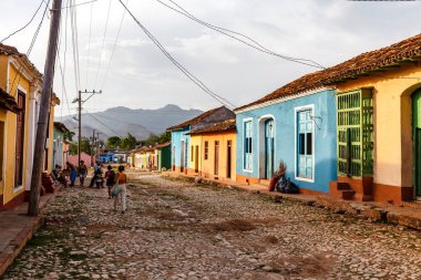 Cobblestone street with old colonial houses in the center of Trinidad, Cuba, Caribbean