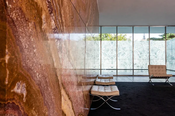 Exterior of the pavilion - Fundacion Mies van der Rohe - Barcelona, Catalonia, Spain, Europe