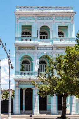 Exterior of a colonial building in the historic center of Cienfuegos, Cuba, Caribbean