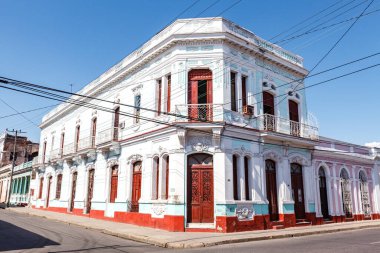 Exterior of a colonial building in the historic center of Cienfuegos, Cuba, Caribbean