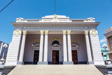 Facade of the Museo Municipal Emilio Bacardi Moreau city museum in Santiago de Cuba, Cuba, Caribbean