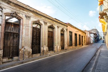 Old colonial buildings in the historic center of Santiago de Cuba, Cuba, Caribbean