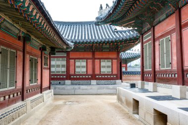 Seul, Güney Kore ve Asya 'daki Gyeongbokgung Sarayı' nın dışında.