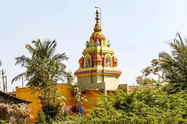 Riche Tour Colorée Décorée Temple Hindou Hampi Karnataka Inde Asie — Photo