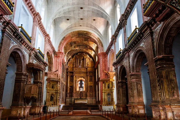 Innenraum Der Katholischen Kirche Franziskus Von Assisi Goa Velha Goa — Stockfoto
