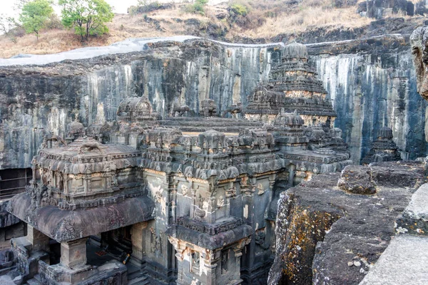 Вид Темпле Кайласа Пещеры Эллора Махараштра Индия Азия — стоковое фото
