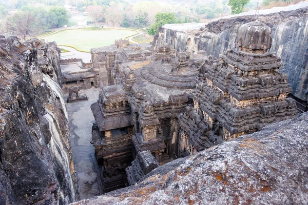 Widok Świątynię Kailasa Jaskinie Ellora Maharashtra Indie Azja — Zdjęcie stockowe
