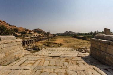 Krishna Tapınağı yakınlarındaki pazar meydanı, Hampi, Karnataka, Hindistan, Asya
