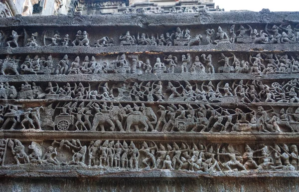 Mahabharata Panel Inuti Kailasa Templet Ellora Grottor Maharashtra Indien Asien — Stockfoto