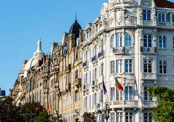 Fachada Edificio Apartamentos Portugués Centro Histórico Oporto Portugal Europa —  Fotos de Stock