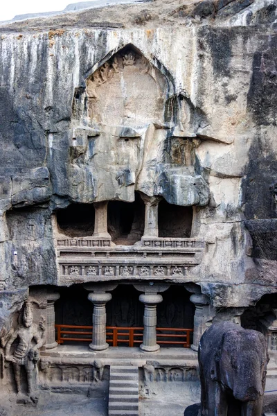 Interiör Kailasa Templet Med Kamasutra Sniderier Ellora Grottor Maharashtra Indien — Stockfoto