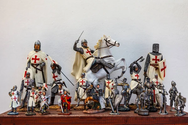 Tiny Crusader Figure Toys Obidos Portugal Europe — Stock Photo, Image