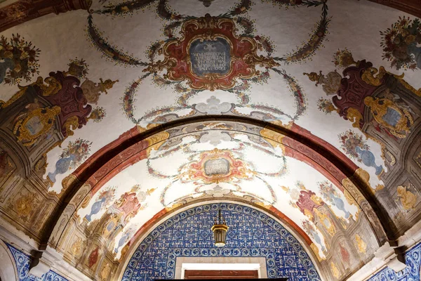 Riche Plafond Décoré Église Santa Maria Obidos Portugal Europe — Photo