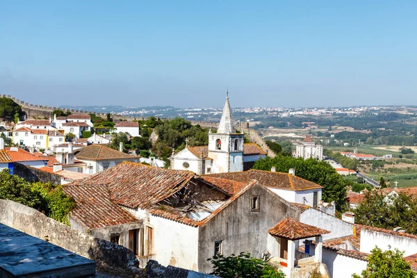 Pohled Hradby Starého Města Města Obidos Portugalsko Evropa — Stock fotografie