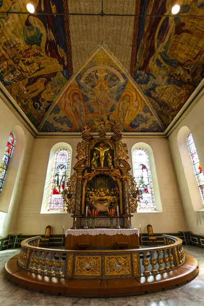 Πλούσιο Διακοσμημένο Εσωτερικό Της Εκκλησίας Domkirke Στο Όσλο Νορβηγία Ευρώπη — Φωτογραφία Αρχείου
