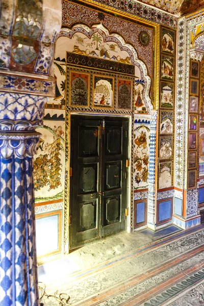 Rico Interior Decorado Fortaleza Mehrangarh Jodhpur Rajasthan Índia Ásia — Fotografia de Stock