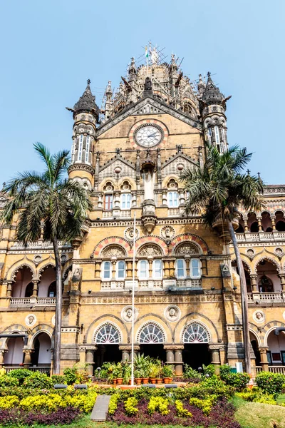 Zewnątrz Chhatrapati Shivaji Terminus Poprzednio Stacja Victoria Terminus Bombaju Maharashtra — Zdjęcie stockowe