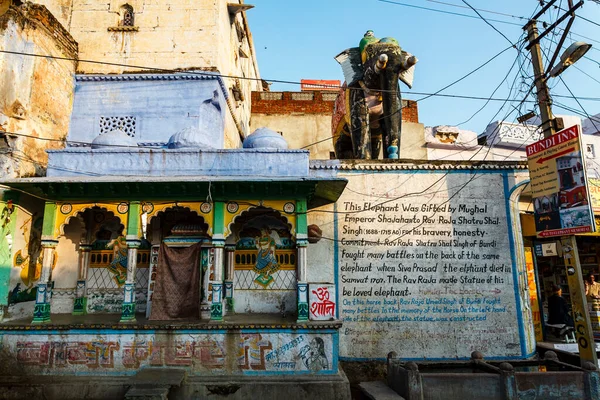 Άγαλμα Ελέφαντα Και Μνημείο Στο Bundi Rajasthan Ινδία Ασία — Φωτογραφία Αρχείου