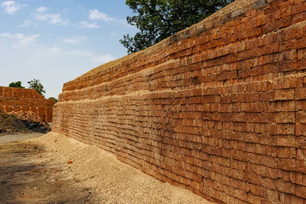 Wall Red Clay Bricks Brick Factory Karnataka India Asia — Stock Photo, Image