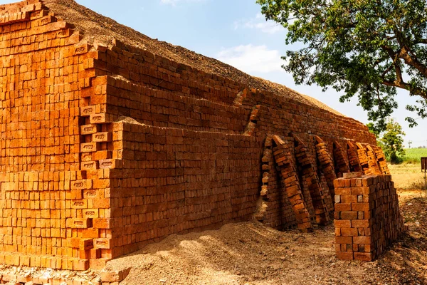 Red Clay Brick Factory Karnataka India Asia — Stock Photo, Image