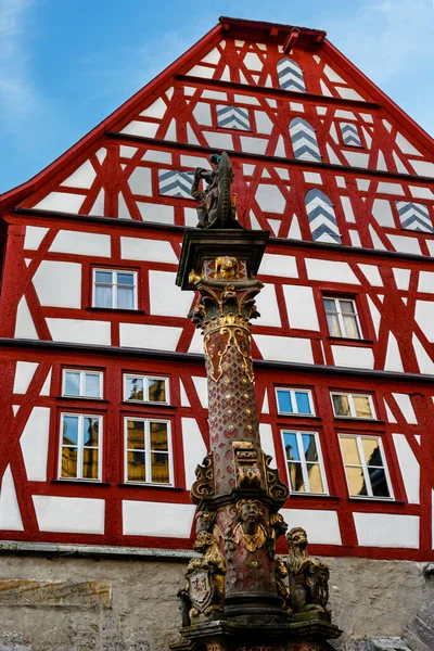 Fachada Uma Casa Meia Madeira Centro Histórico Rothenburg Der Tauber — Fotografia de Stock