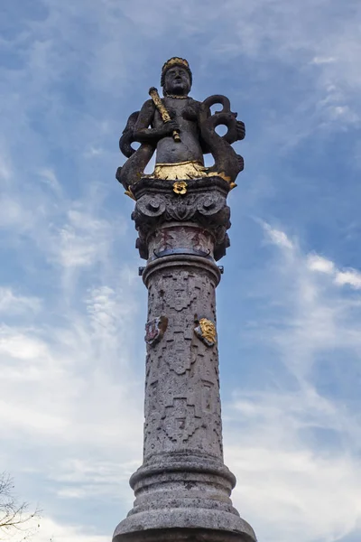 Meerjungfrau Statue Auf Einer Säule Herrenbrunnen Rothenburg Der Tauber Deutschland — Stockfoto