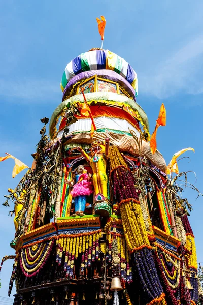 Gazdag Díszített Szekér Egy Hindu Ünnepség Utcán Hospet Karnataka India — Stock Fotó