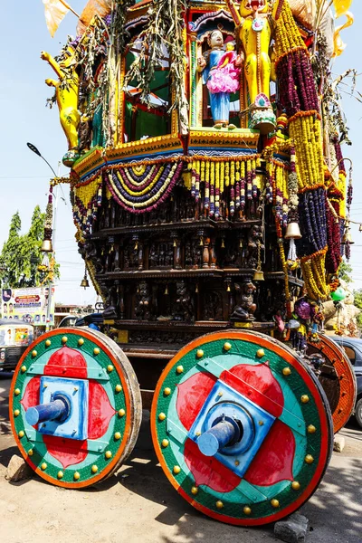 Рич Украсил Колесницу Индуистского Праздника Улицах Опете Карнатака Индия Азия — стоковое фото