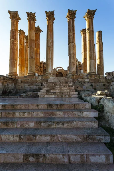 Ruína Antigo Templo Ártemis Jerash Norte Jordânia Arábia Oriente Médio — Fotografia de Stock