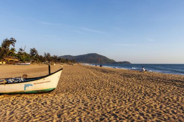 Fishing boat on Agonda beach, South Goa, India, Asia clipart