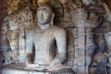 Oturan Buda heykeli, Gal Vihara, Polonnaruwa, Sri Lanka, Asya