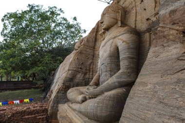 Oturan Buda heykeli, Gal Vihara, Polonnaruwa, Sri Lanka, Asya