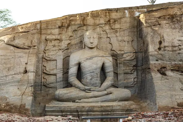 Estátua Buda Sentado Gal Vihara Polonnaruwa Sri Lanka Ásia — Fotografia de Stock