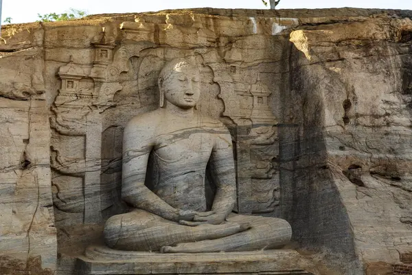 Estátua Buda Sentado Gal Vihara Polonnaruwa Sri Lanka Ásia — Fotografia de Stock