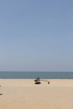 Agonda sahilinde balıkçı teknesi, Güney Goa, Hindistan, Asya