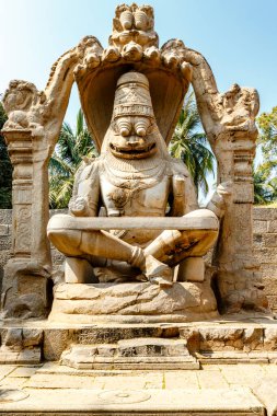 Ugra Narasimha Bataklık Heykeli, Hampi, Karnataka, Hindistan, Asya