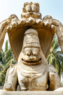 Ugra Narasimha Bataklık Heykeli, Hampi, Karnataka, Hindistan, Asya