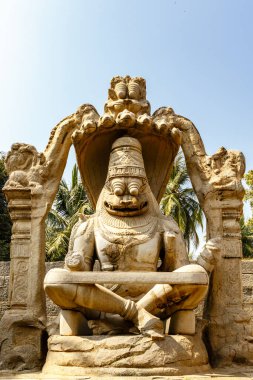 Ugra Narasimha Bataklık Heykeli, Hampi, Karnataka, Hindistan, Asya