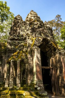Angkor Thom, Angkor, Siem Reap, Kamboçya, Asya 'nın dev yüzlü kuzey kapısı.