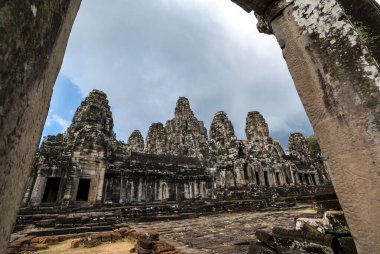 Bayon tapınağının dışı, Angkor Thom, Angkor, Kamboçya, Asya