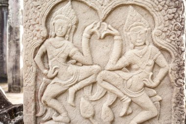 Dans eden apsaralar, Bayon tapınağı, Angkor Thom, Kamboçya, Asya