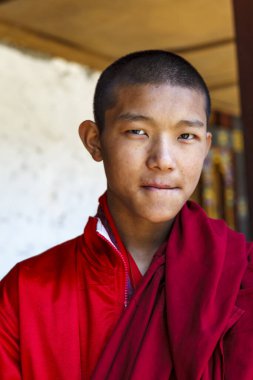 Tibet boynuzlu keşişler veya Dungchen, Mongar, Butan, Asya - Nisan 2012